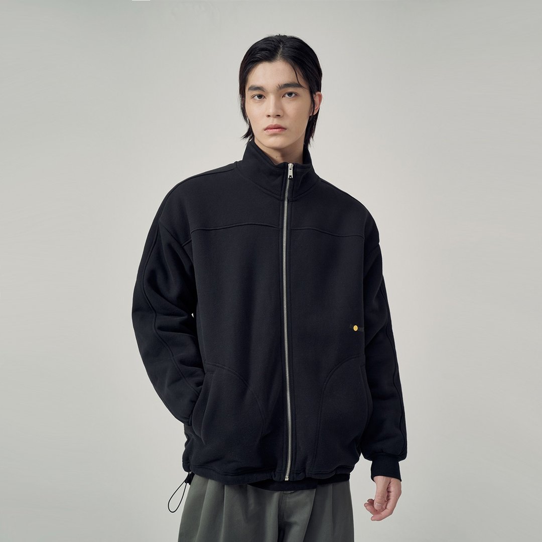 JARVISTORM2021秋冬羊羔绒休闲外套男士加绒宽松拉链卫衣街头潮流 - 男装外套 - 棉 黑色