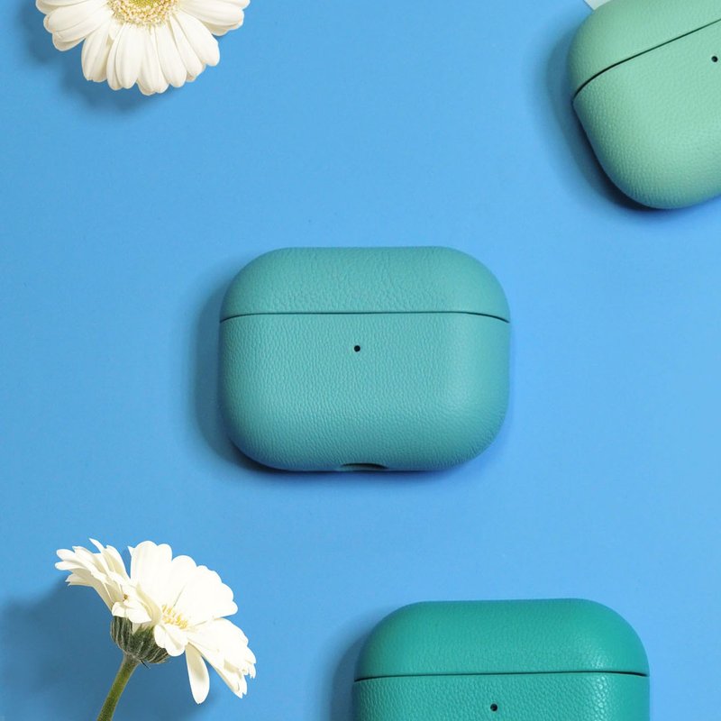 AirPods 4/3/Pro/Pro2 皮革 耳机保护套 Coral Blue 珊瑚蓝 定制 - 耳机 - 真皮 蓝色