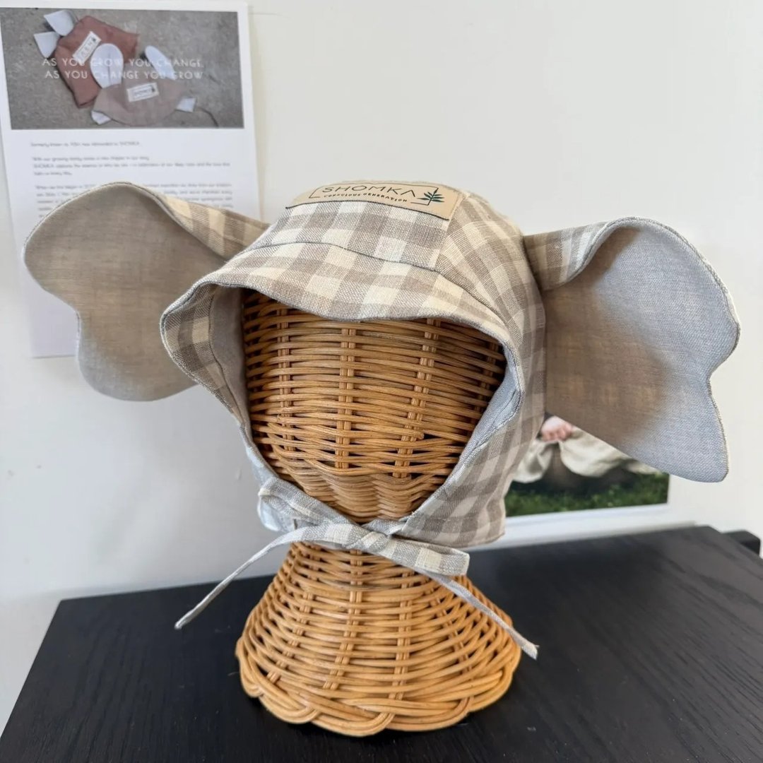 SHÓMKA 大象软帽 ELEPHANT BONNET 51cm - 童装上衣 - 亚麻 灰色