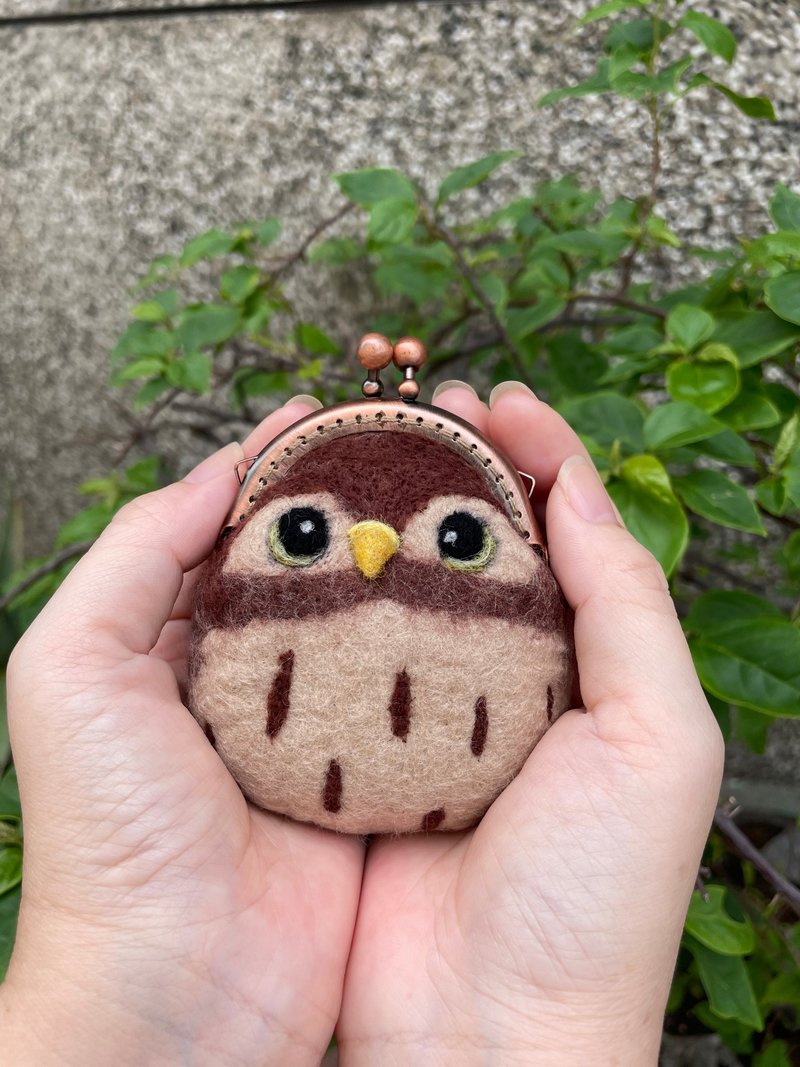 猫头鹰 手作 掌心 口金包 零钱包 - 零钱包 - 羊毛 