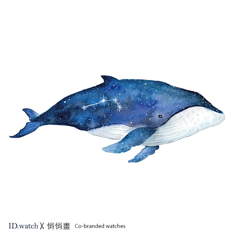 联名款插画手表-星座鲸鱼-牡羊座_金牛座_射手座_处女座 - 女表 - 真皮 蓝色