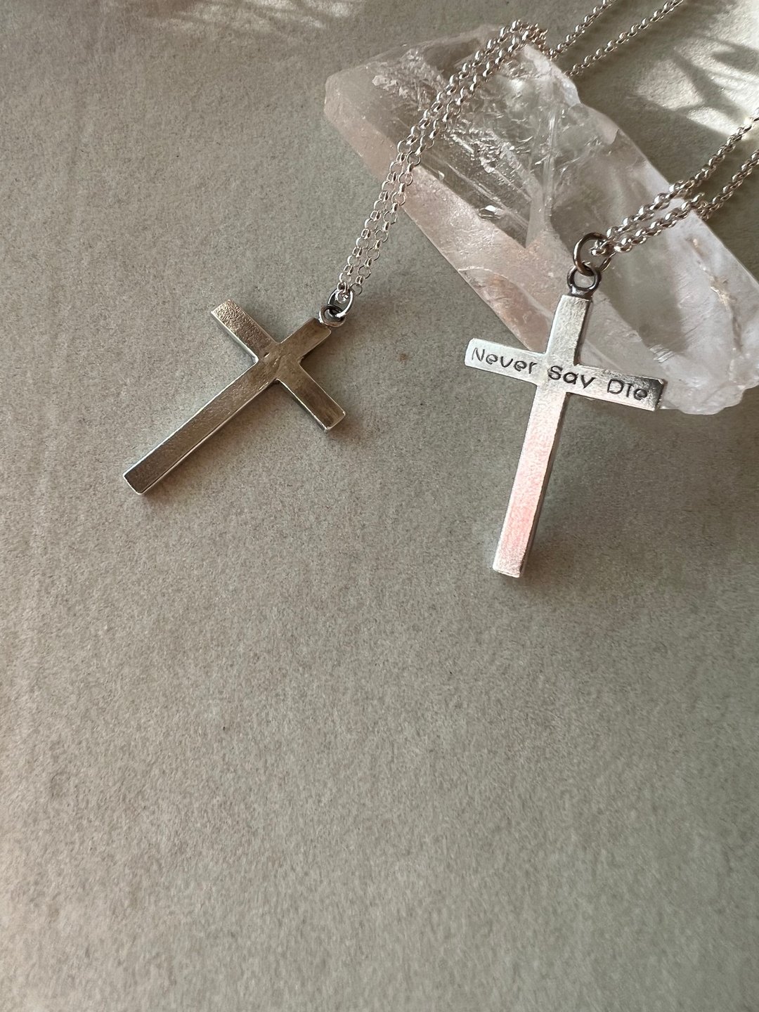 祝福 - 大 - 十字架项链-纯银项链-手工制作 - 项链 - 纯银 银色