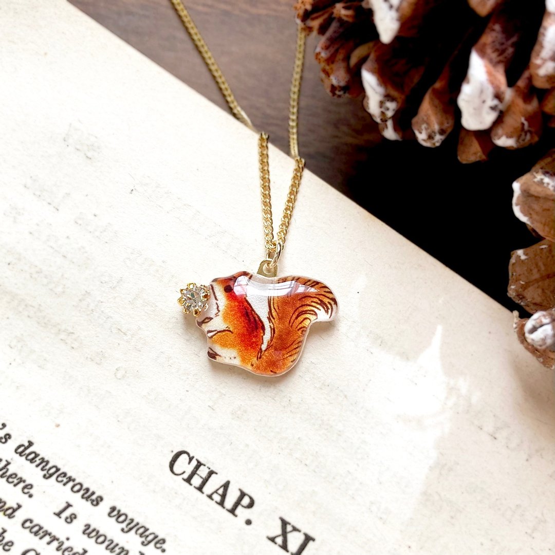 Squirrel necklace squirrel necklace animal series - 项链 - 塑料 咖啡色