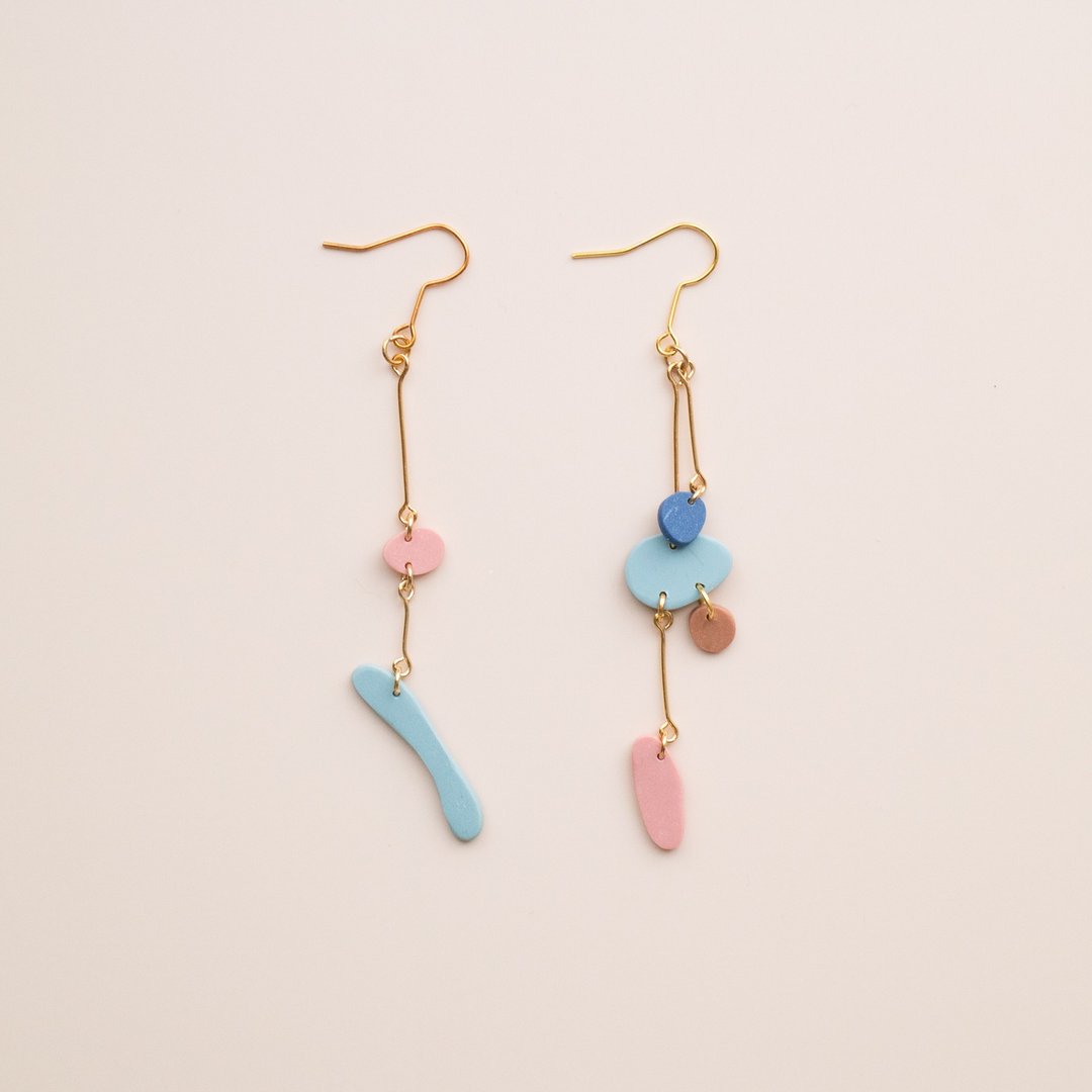 enogu -ice cream- type-a (pierced earrings / Clip-On) - 耳环/耳夹 - 塑料 蓝色