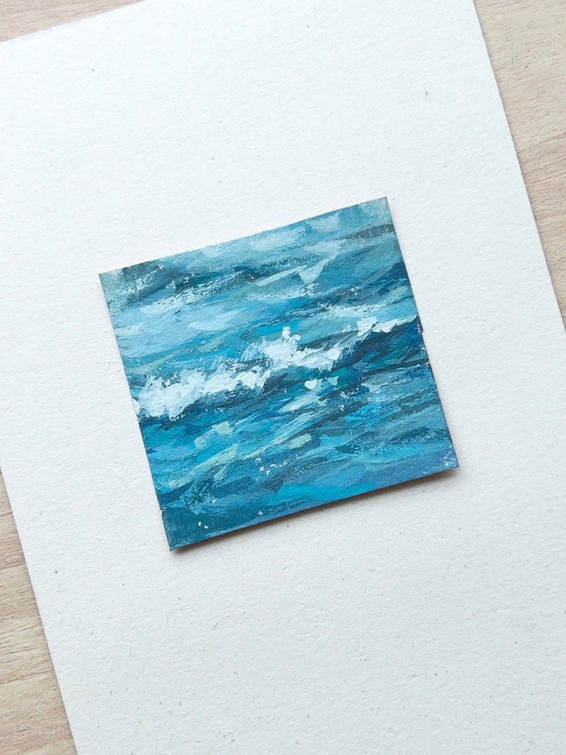 Starry小画 原画/手绘/印象派疗愈装饰 一道海浪的捕捉-含框 - 海报/装饰画/版画 - 纸 