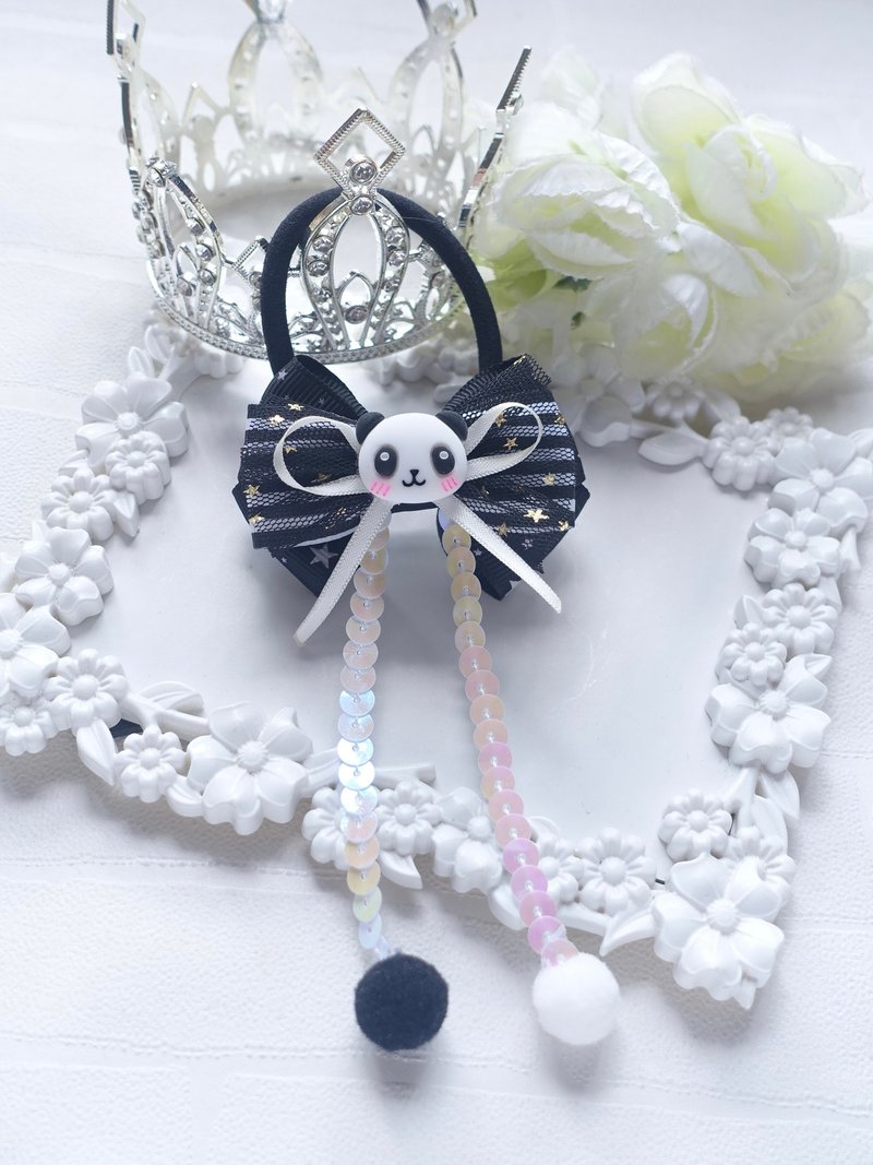 黑白熊猫 Panda 蝴蝶结发饰 发圈 发夹 - 发饰 - 其他材质 