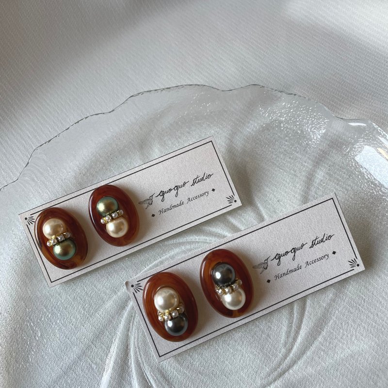 太妃糖耳环 - 耳环/耳夹 - 贵金属 咖啡色