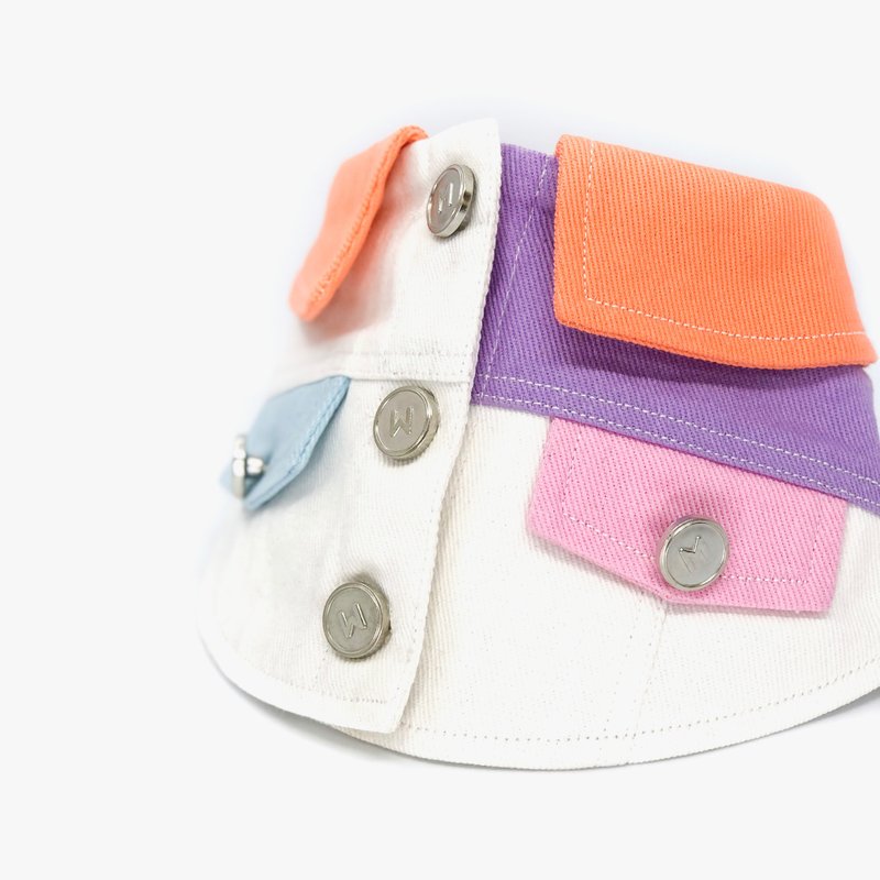 【Momoji】宠物时尚围兜 - Prat (01-白底混色) - 衣/帽 - 棉．麻 白色