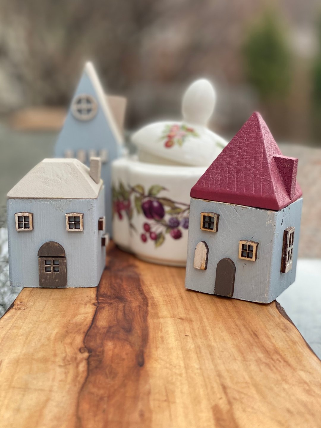 Set of 6 Wooden Mini Houses Zen Adult Craft Kit, Wooden Little House DIY Craft - 插画/绘画/写字 - 木头 咖啡色