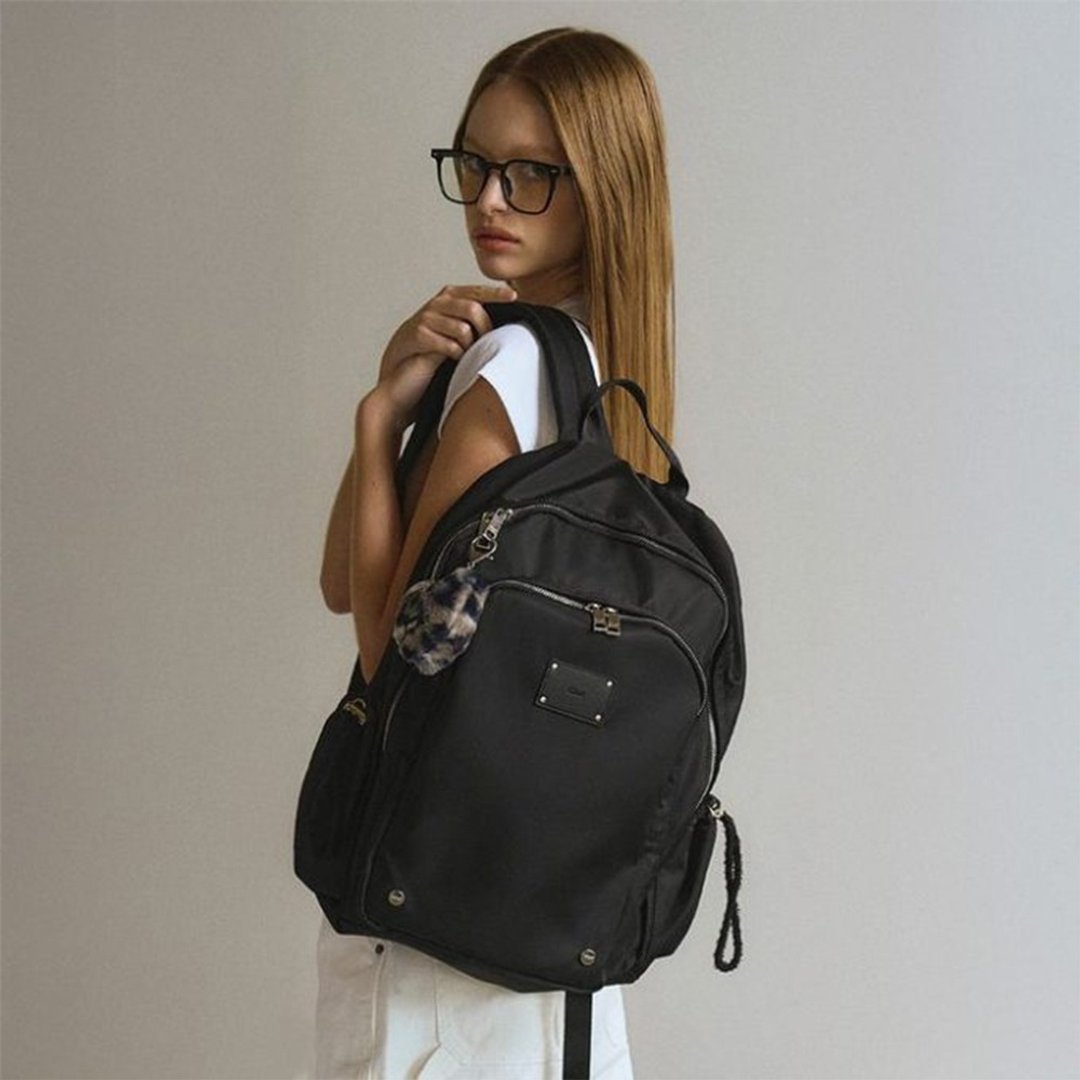 韓國製 MUR Lover Daily Backpack 背包 (recycle nylon black) - 侧背包/斜挎包 - 环保材料 