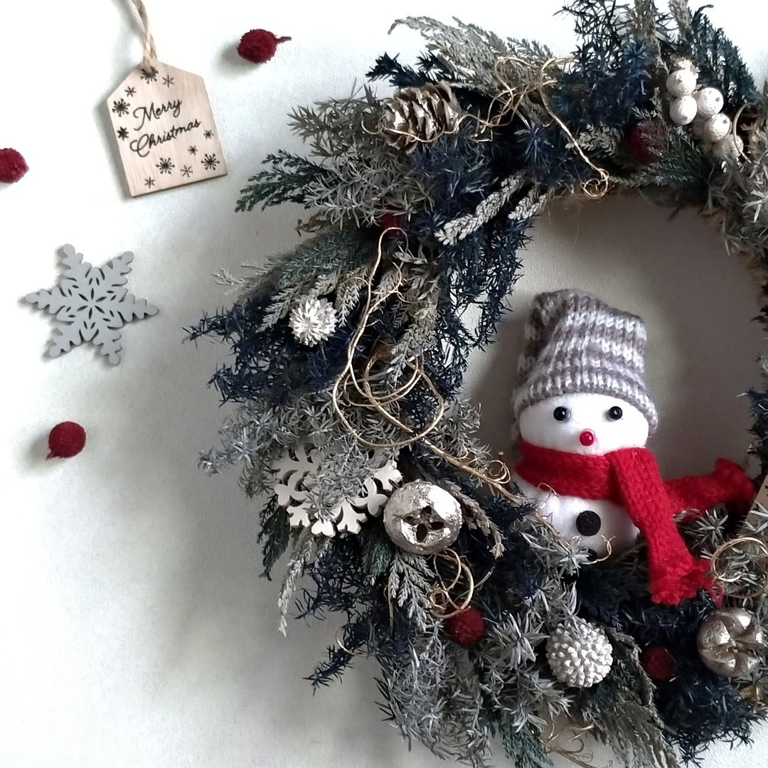 【X'mas│小雪人】圣诞花圈│永生花(不凋花)│干燥花 - 干燥花/捧花 - 植物．花 多色