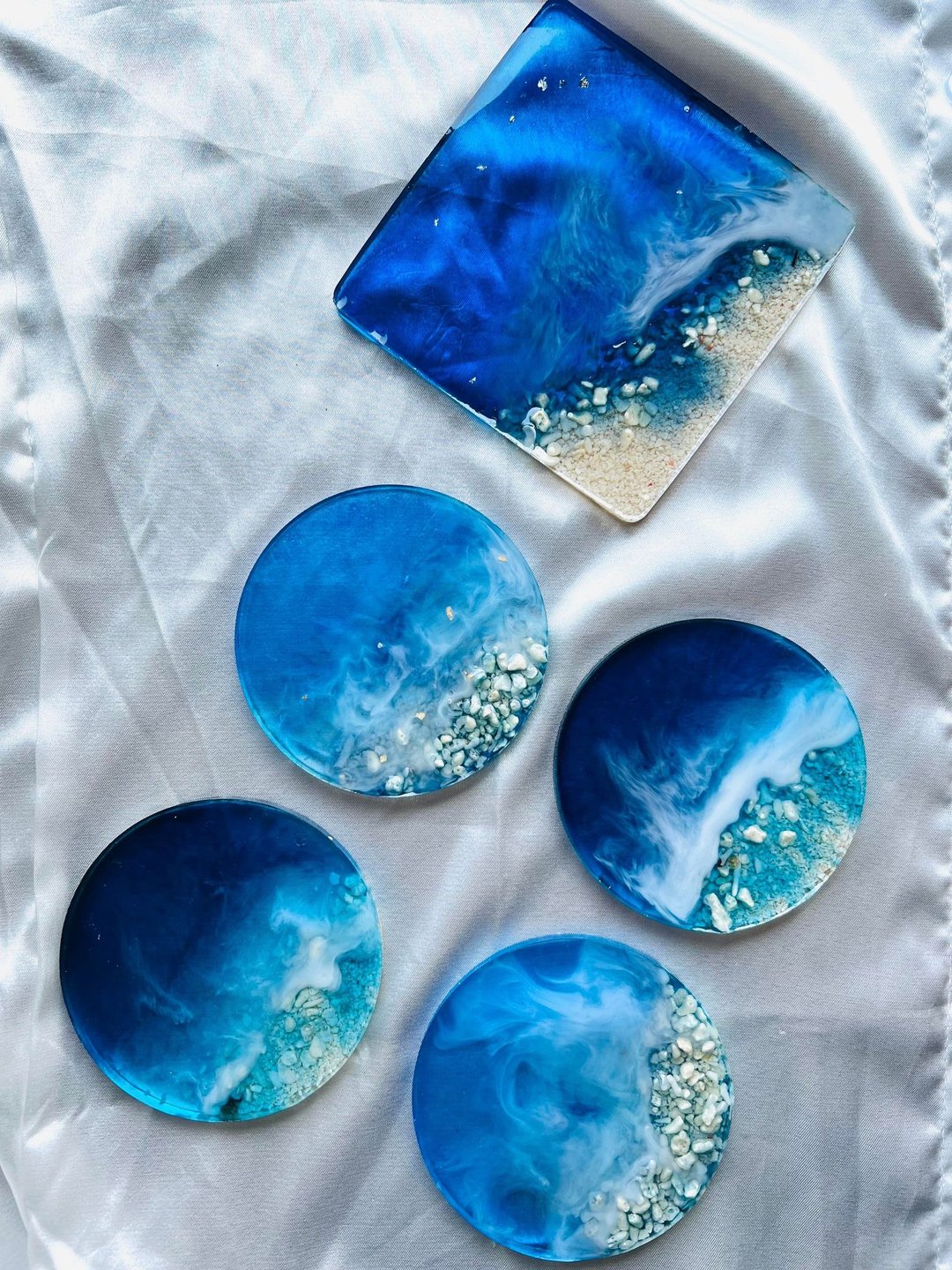 【疗愈系】海洋环氧树脂杯垫 Resin Coasters - 摆饰 - 树脂 蓝色