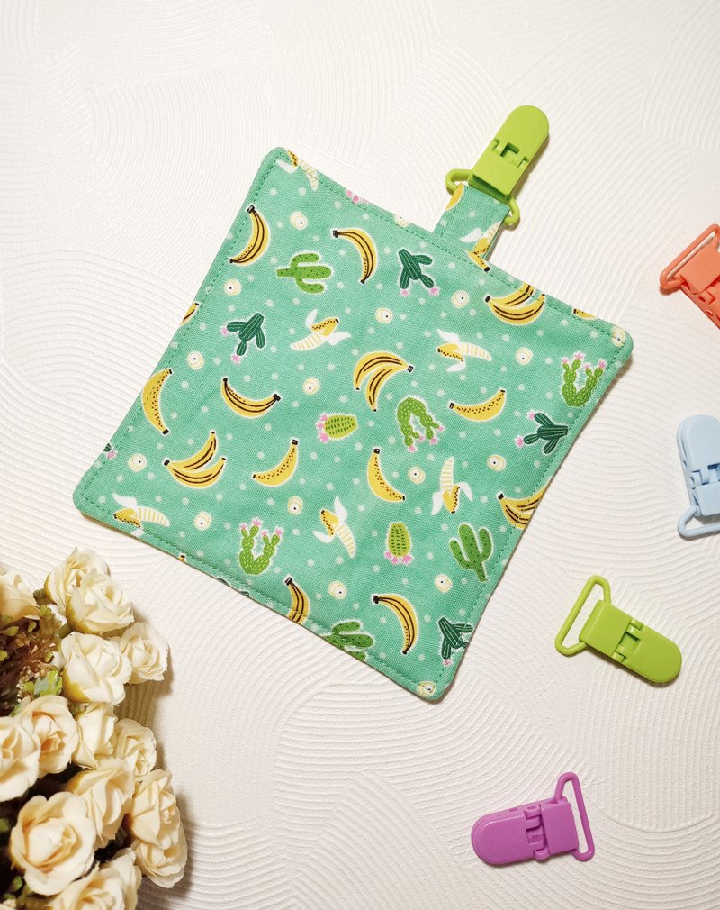 纯棉夹四层纱/儿童手帕/手帕夹/擦手巾/小方巾-热带水果(绿) - 手帕/方巾 - 棉．麻 多色