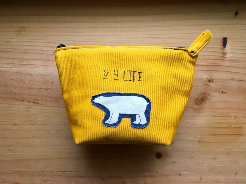 熊熊逼讥－蜜柑橘 随身小包 - 化妆包/杂物包 - 棉．麻 橘色