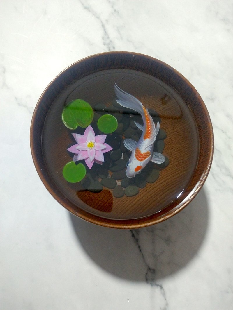 錦鯉送福 年年有餘 3D树脂画手绘 永生鱼 可私人定制 买二送一 - 摆饰 - 树脂 多色