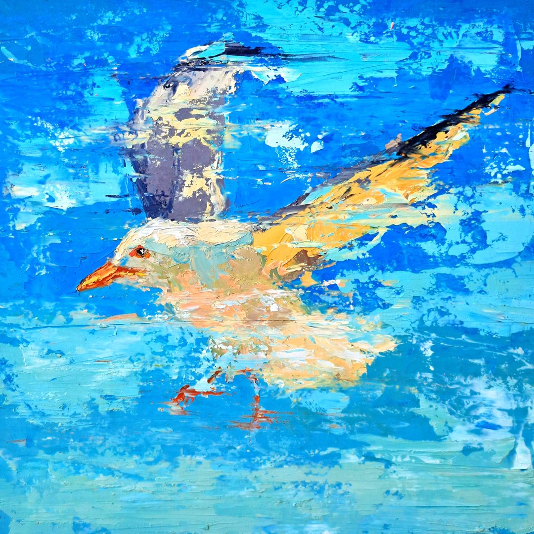 海鸥油画鸟类艺术原创动物墙壁艺术厨房墙壁装饰 - 墙贴/壁贴 - 其他材质 多色