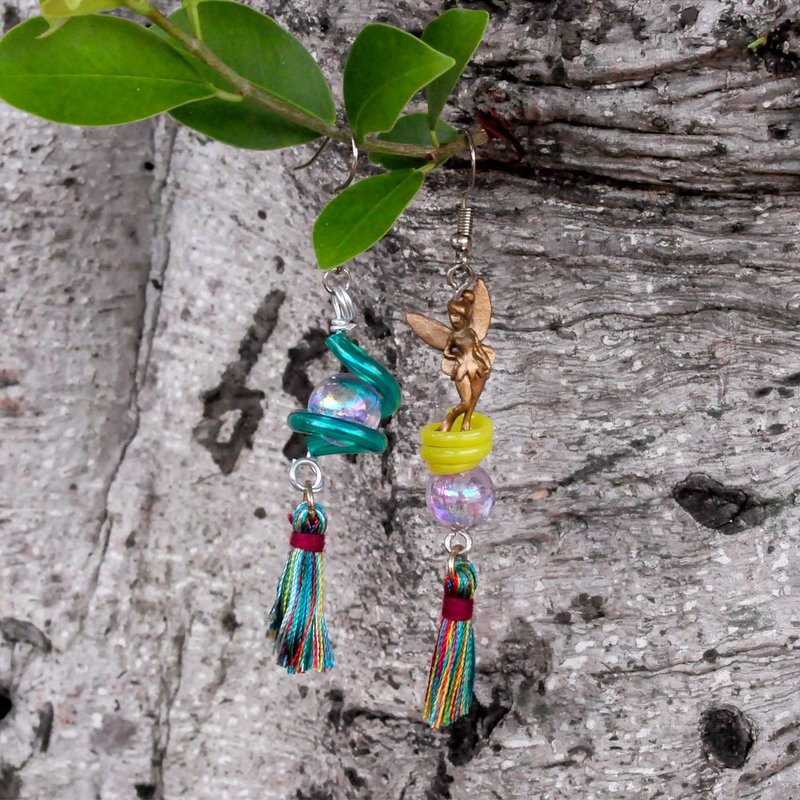 耳环 串珠 玩具 迪士尼 古着 日系 饰品 手怍 穿搭 不撞款 - 耳环/耳夹 - 其他材质 绿色