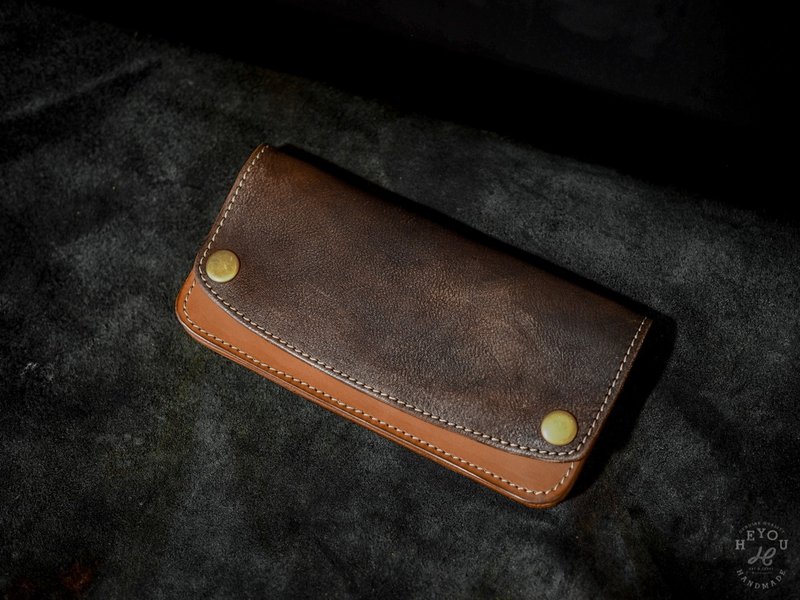 茶芯旧化卡车司机长夹 - Distressed Leather Trucker Wallet - 皮夹/钱包 - 真皮 咖啡色