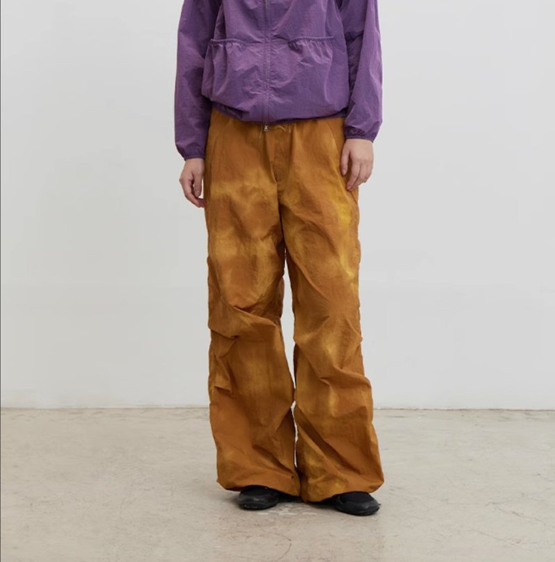 Sunset Parachute Cargo 日落橘扎染伞兵裤 - 中性裤装 - 棉．麻 橘色