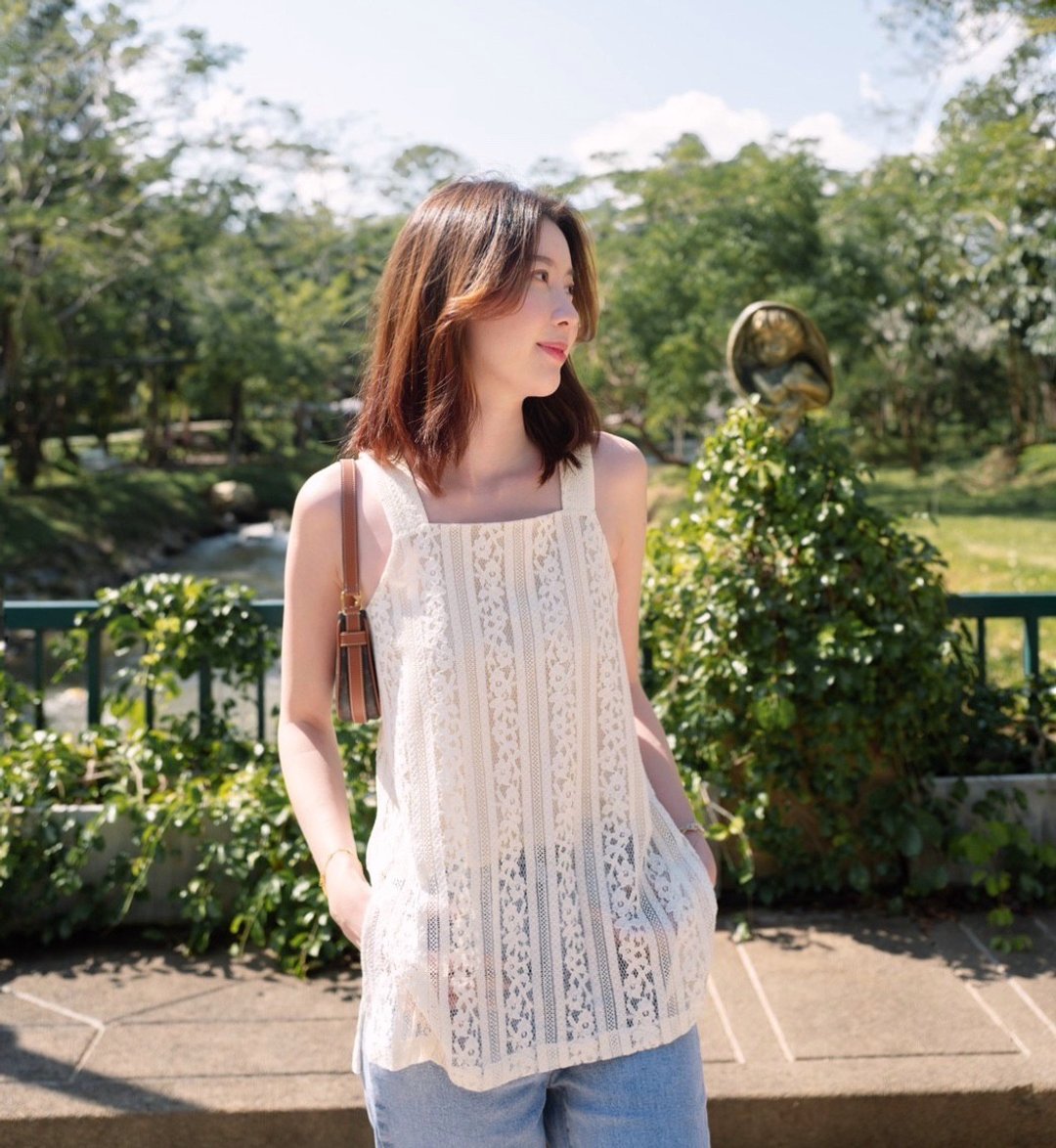 AMAMM HARMONY LACE CAMI TOP - 女装上衣 - 其他材质 白色
