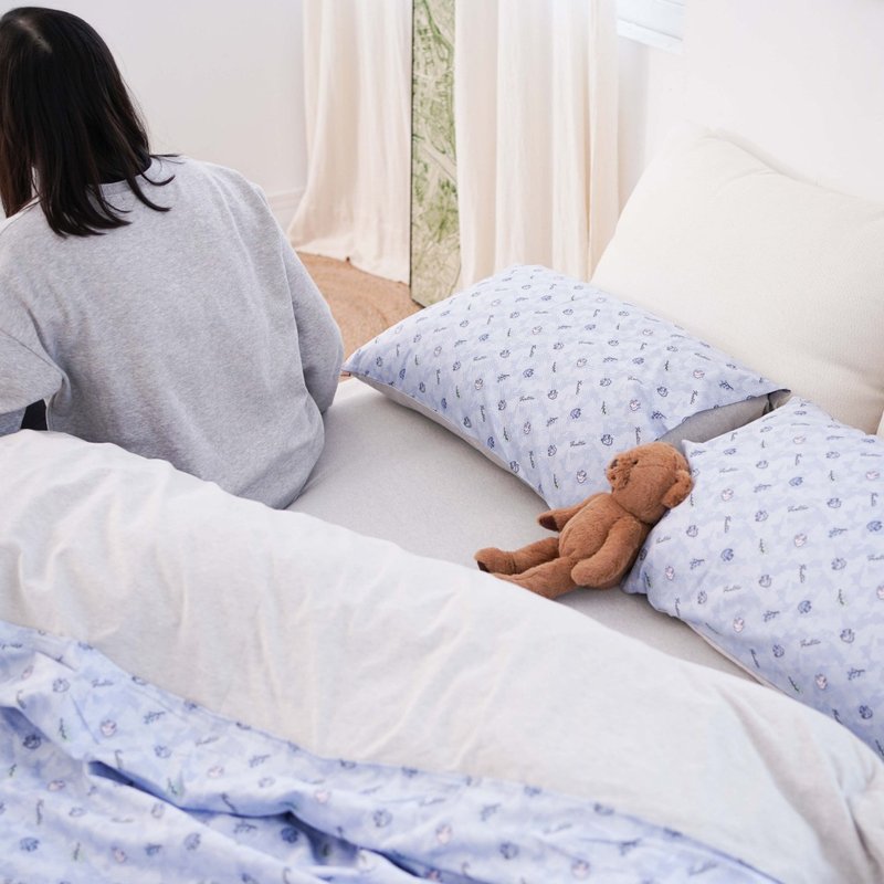 (双人加大) MIT有机棉松鼠缇花针织寝具组-麻花灰∣四件组/麻花控 - 寝具 - 棉．麻 灰色