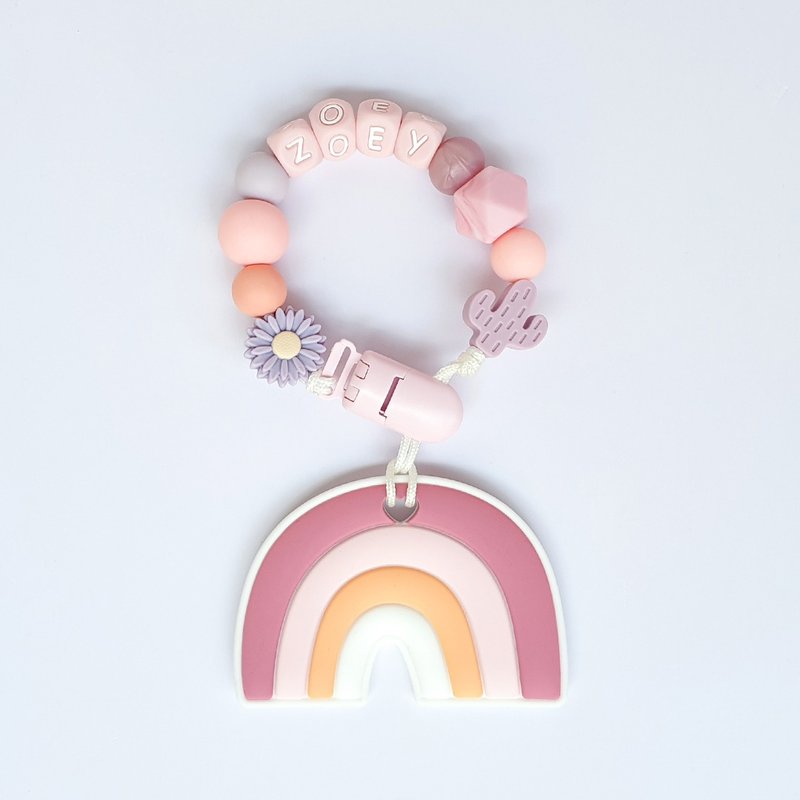 zoey 雏菊 仙人掌 奶嘴链 /粉色彩虹固齿器 - 玩具/玩偶 - 其他材质 粉红色