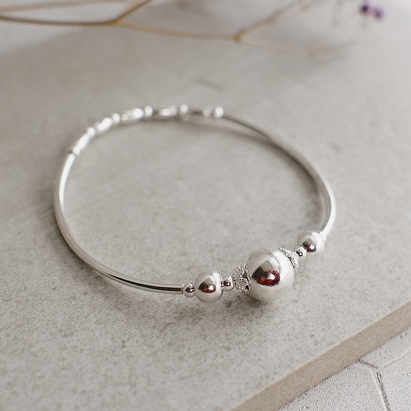 925纯银串珠手工手环 第凡内早餐纯银手链 | 情人节礼物 七夕 - 手链/手环 - 纯银 银色