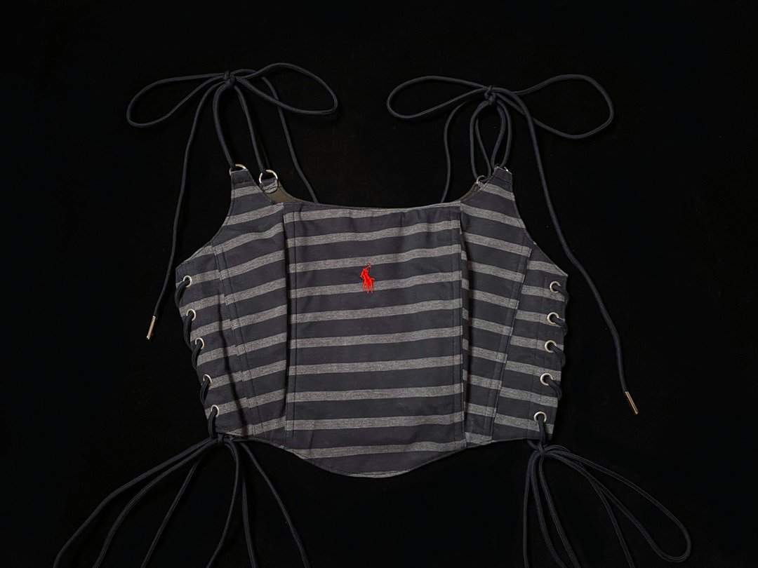 REGETHER 古着改制 Ralph Lauren 侧绑带马甲-08 - 女装背心 - 棉 灰色