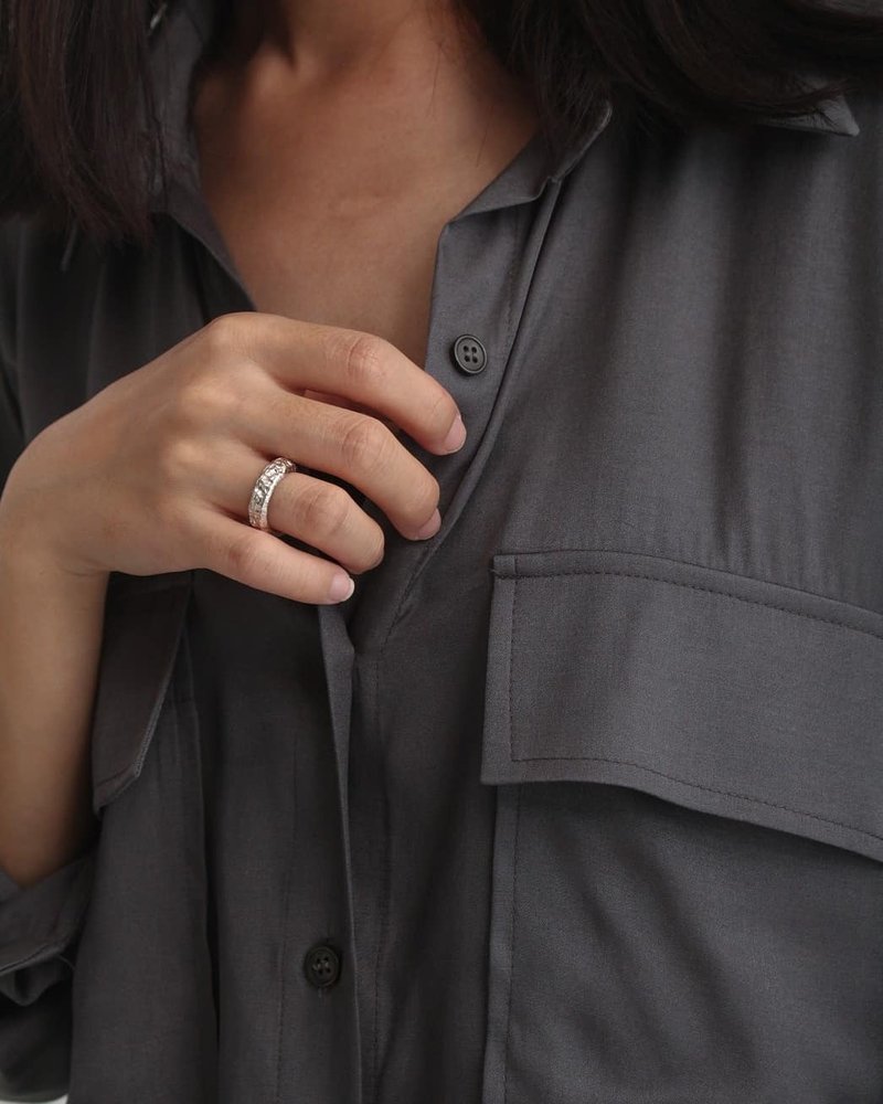 蚀刻纹戒指_925银 - 戒指 - 纯银 