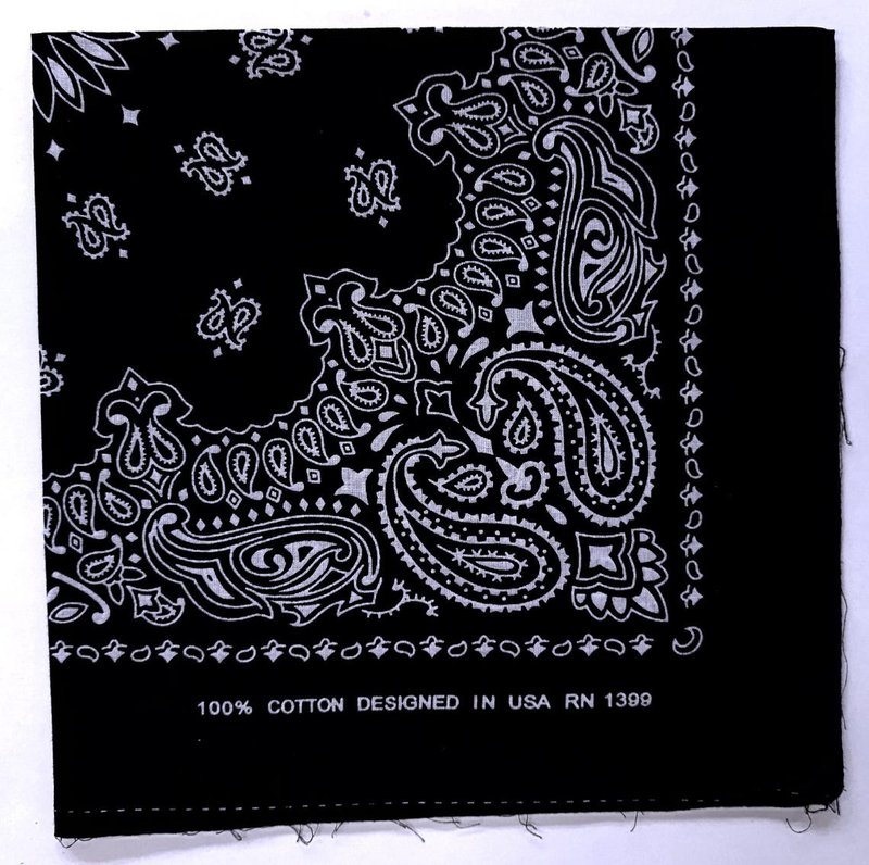 复古佩斯利头巾，21 x 21 英寸，RN1399，美国设计，100% 纯棉 - 丝巾 - 棉．麻 黑色