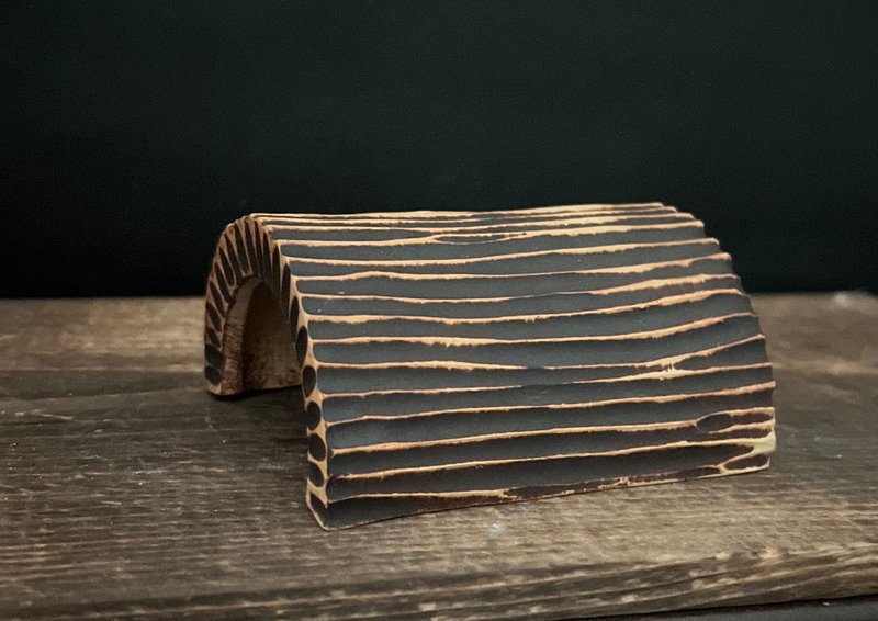 手刻 直管 躲避屋 - 其他 - 陶 咖啡色