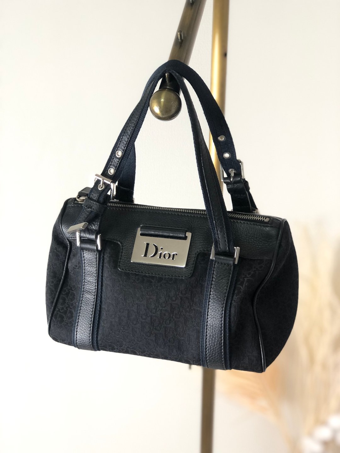 【日本直送，名牌包装】Christian Dior Trotter Street Chic 提花皮革波士顿手提包黑ndjvhk - 手提包/手提袋 - 真皮 黑色