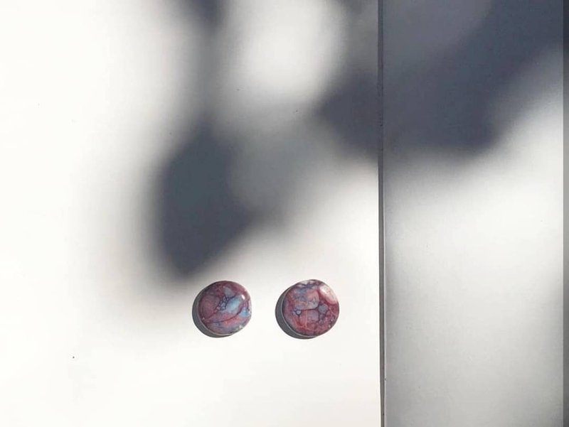 lilac stone - 耳环/耳夹 - 陶 紫色