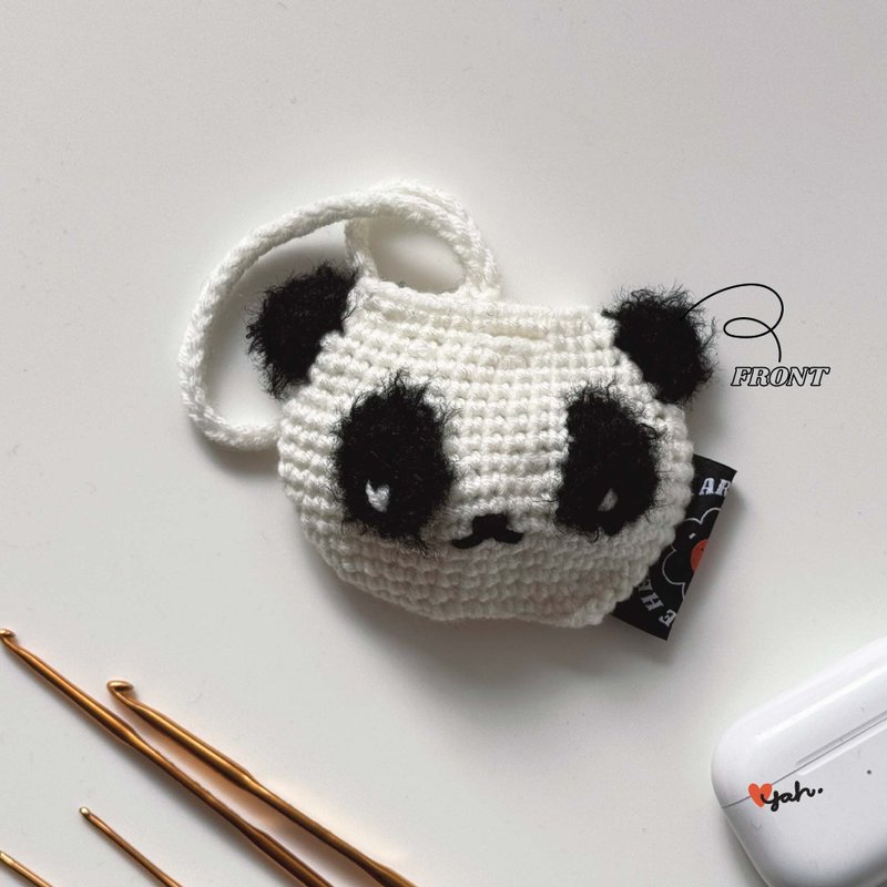 手工编织熊猫吊袋 - 吊饰 - 棉．麻 多色