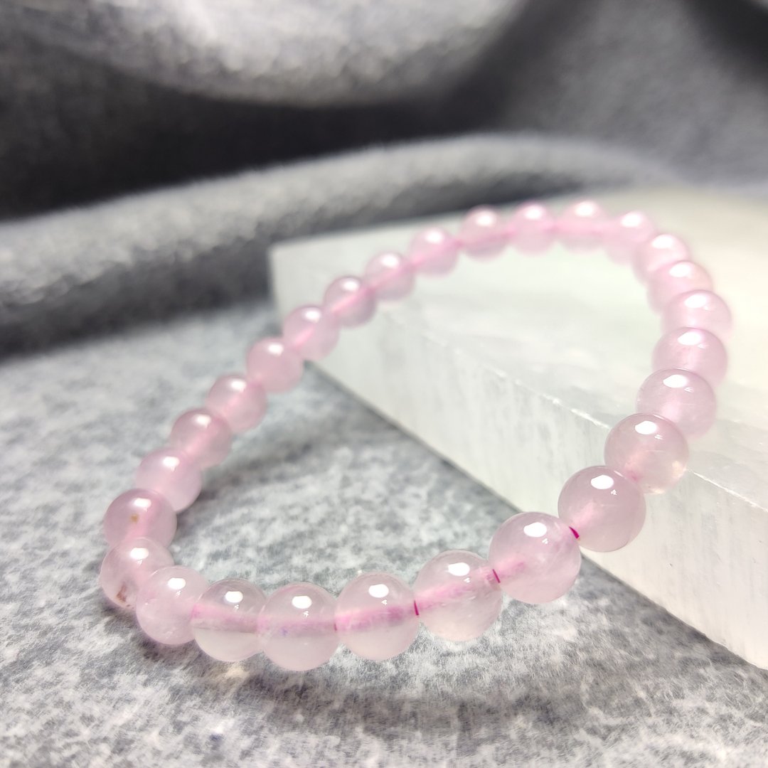 马粉 马达加斯加粉晶 Rose Quartz 8mm 手串 手链 天然水晶 水晶 - 手链/手环 - 水晶 粉红色