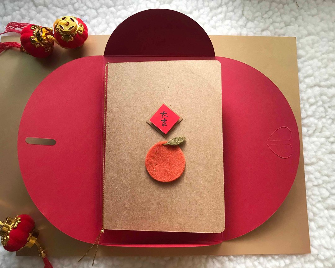 小橘子的祝福 手工卡片 新年贺卡 贺年卡 Happy New Year's card - 卡片/明信片 - 纸 多色