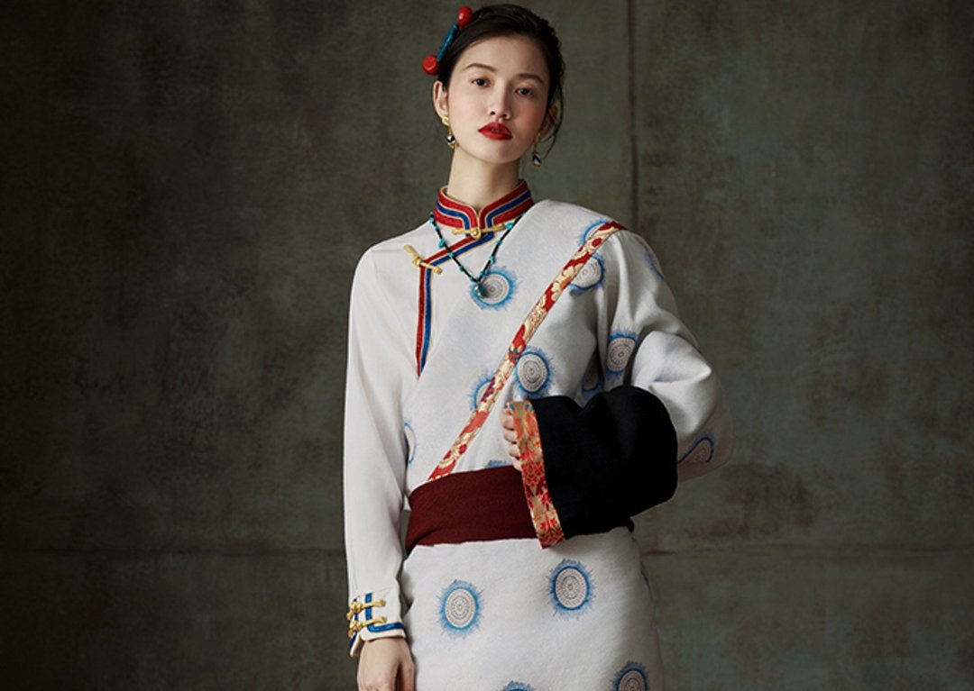 栖迟 传统经典藏式卓玛服 上衣/半裙 - 女装上衣 - 棉 白色