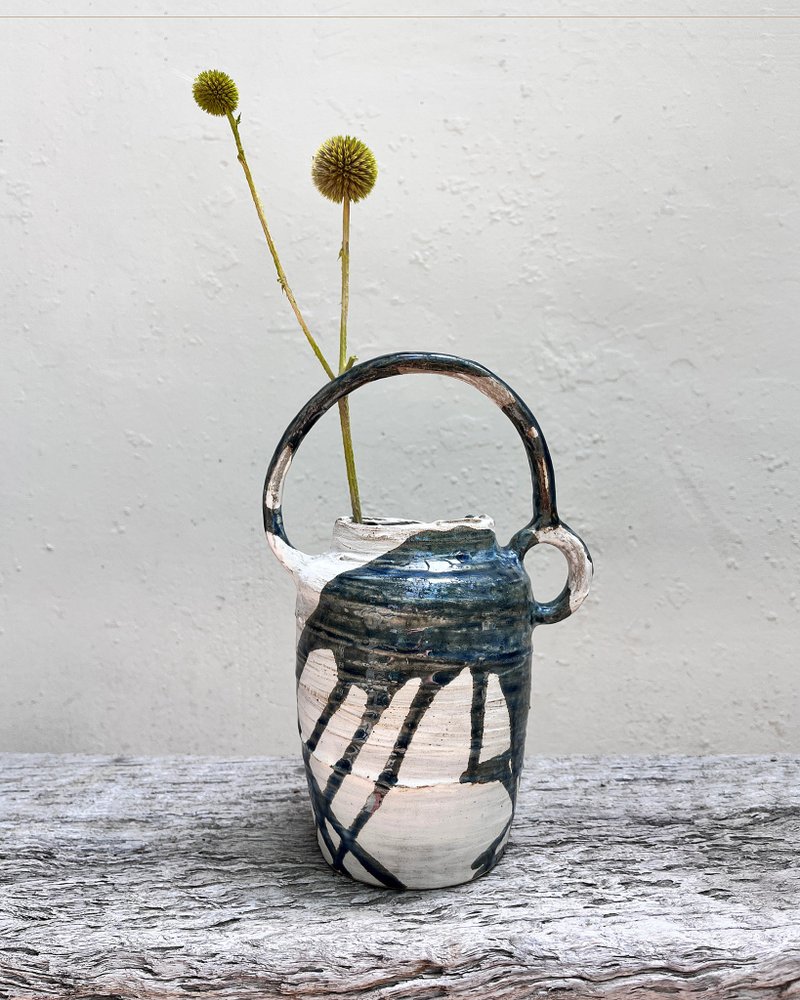 墨蓝 单耳提梁 花器 花瓶 | 陶器皿 - 花瓶/陶器 - 陶 蓝色