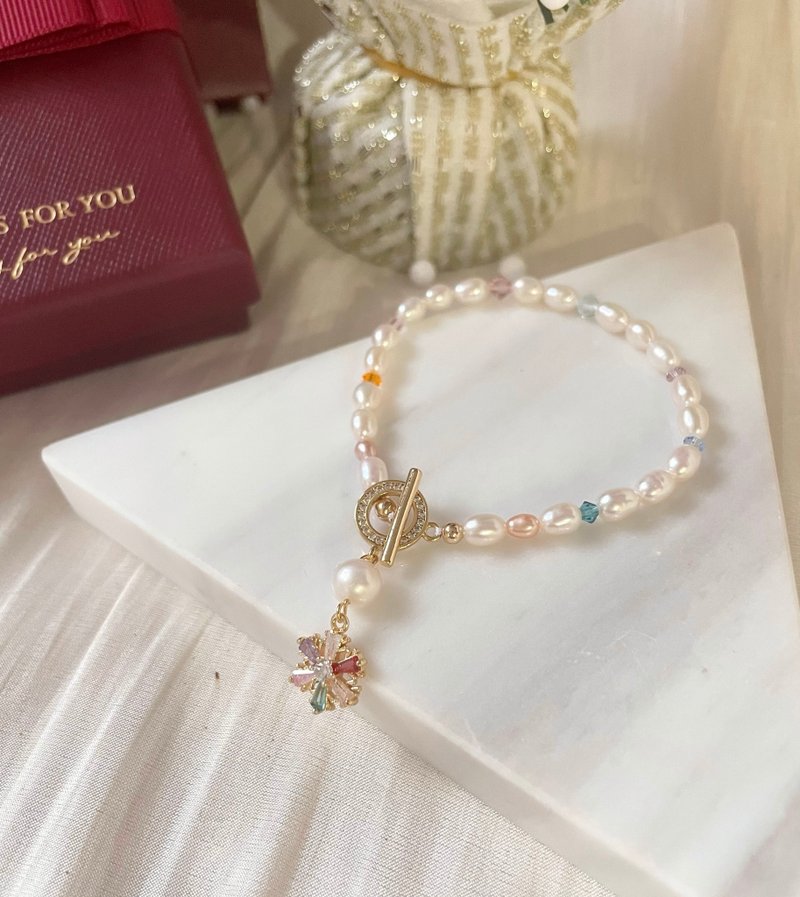 缤纷圣诞雪花天然珍珠手链 - 手链/手环 - 珍珠 