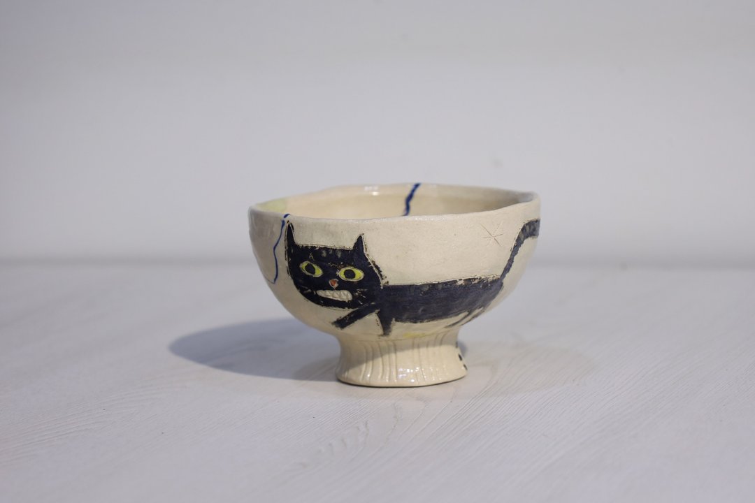 瞰系列顽皮猫咪茶碗 - 茶具/茶杯 - 陶 