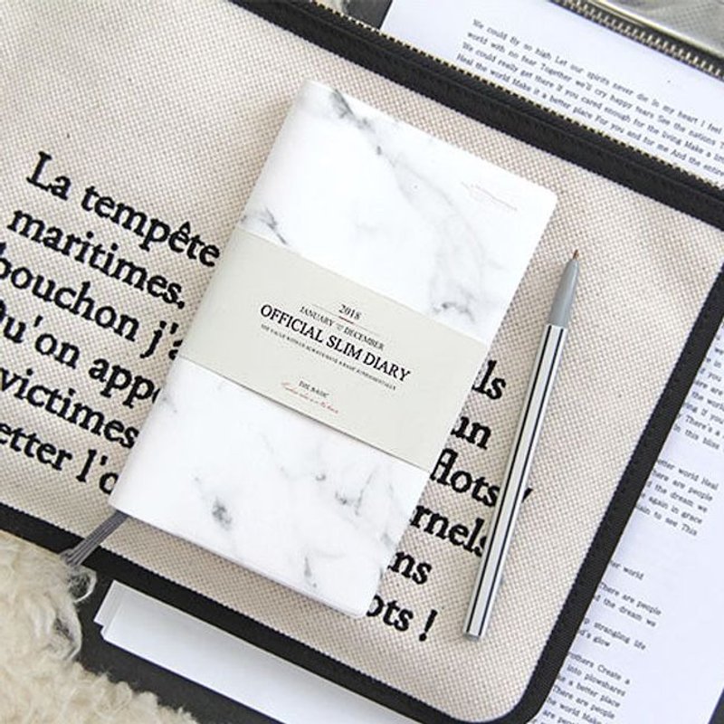 经典皮革随身周志(无时效)-大理石纹,IDG74433 - 笔记本/手帐 - 纸 白色