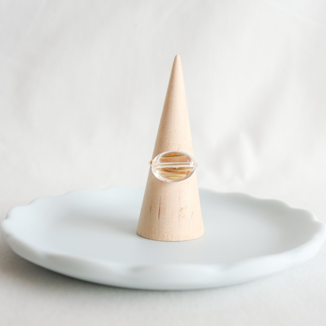 Crystal – Small Grain – Gold Ring – Natural Stone Ring - 戒指 - 其他金属 透明