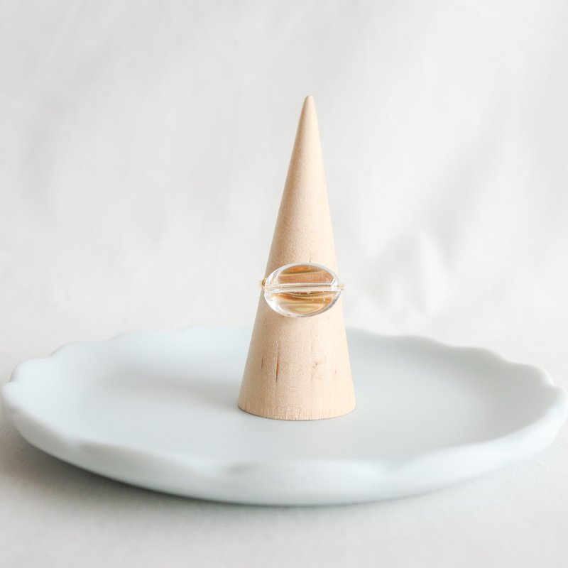 Crystal – Small Grain – Gold Ring – Natural Stone Ring - 戒指 - 其他金属 透明