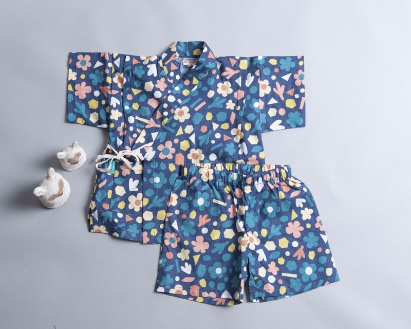 甚平和服(含裤)-自然13 连身衣 宝宝 包屁衣 和服 连身裤 - 包屁衣/连体衣 - 棉．麻 灰色