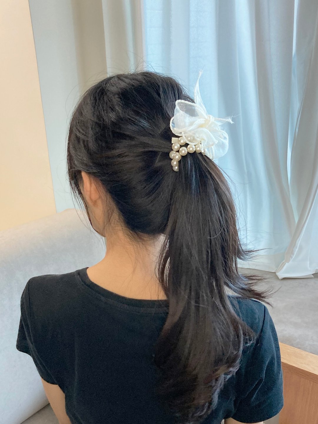 白色 婚礼 珍珠 发圈  【亮光丝】 - 发饰 - 其他人造纤维 白色