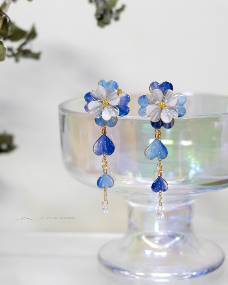 耳针x耳夹_小幸运_蓝色(垂坠可拆两用)_光点手感温饰 - 耳环/耳夹 - 树脂 蓝色