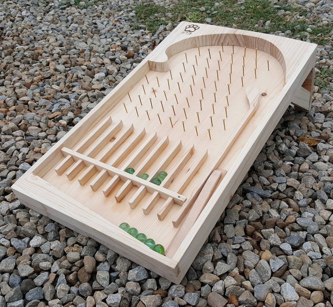 【熊肯作木工坊】//定制化// 童趣弹珠台 - 玩具/玩偶 - 木头 咖啡色
