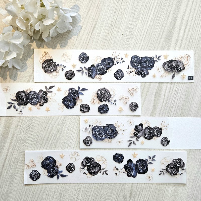 jin_和纸胶带_花_Ebon Rose - 贴纸 - 塑料 