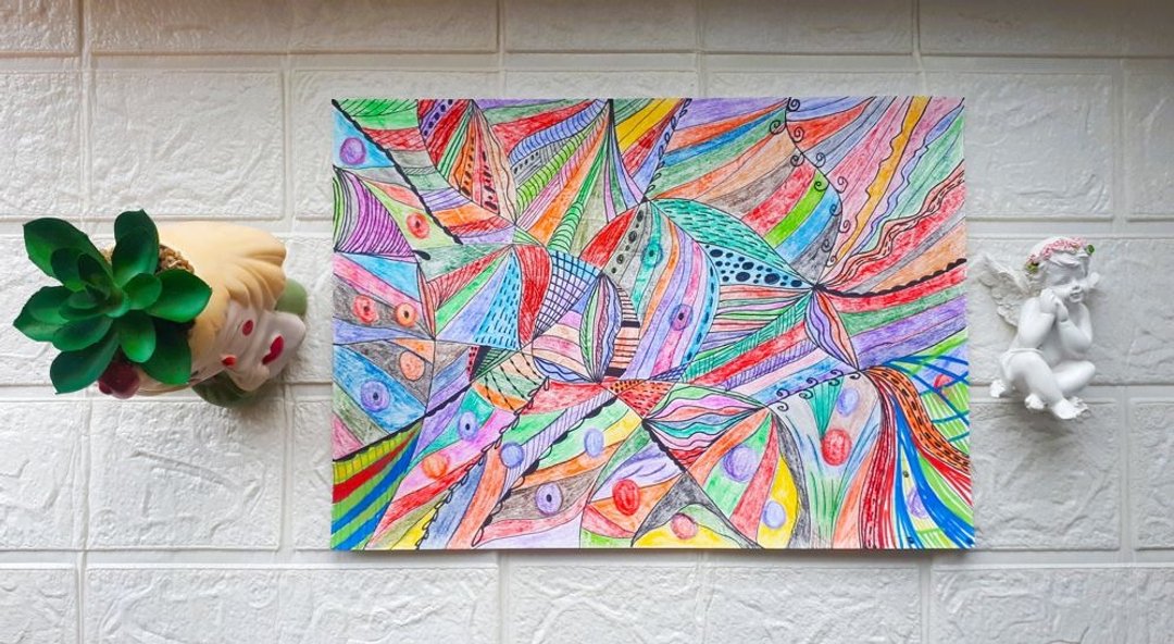 你在这里？抽象画 #2017，抽象铅笔画 作品，艺术 - 墙贴/壁贴 - 纸 多色