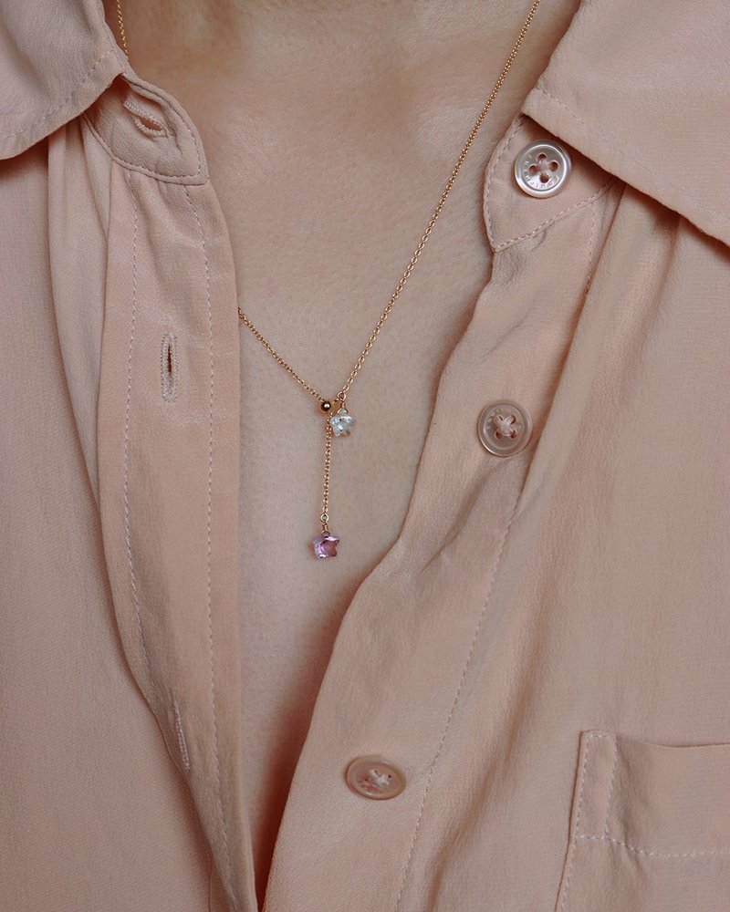 14KGF 黄水晶/紫水晶/托帕石 天然石项链 Star in Start II 交织 - 项链 - 宝石 多色